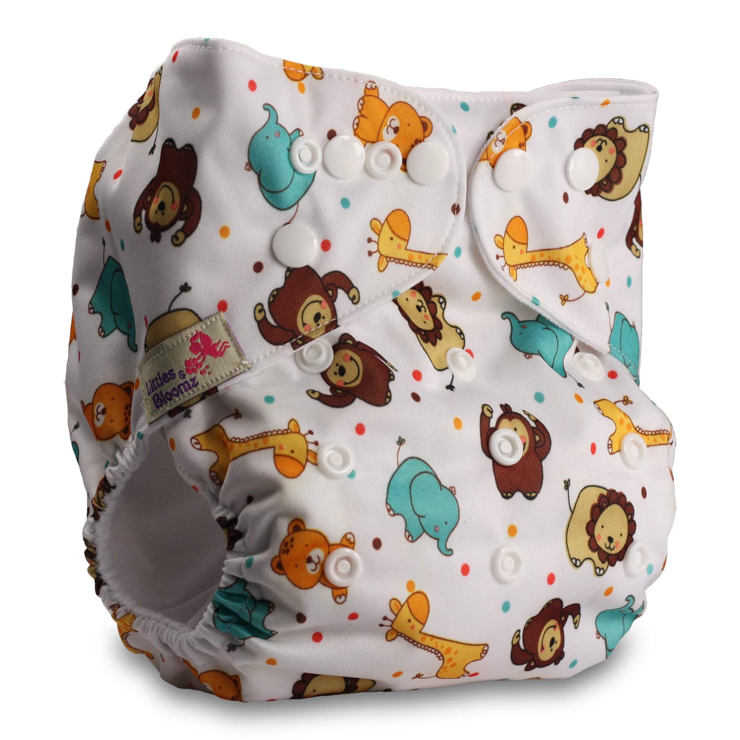 Littles & Bloomz, Reusable Pocket Cloth Nappy, Fastener: Popper, Set of 1, Pattern 59, with 1 Microfibre Insert โ image 1