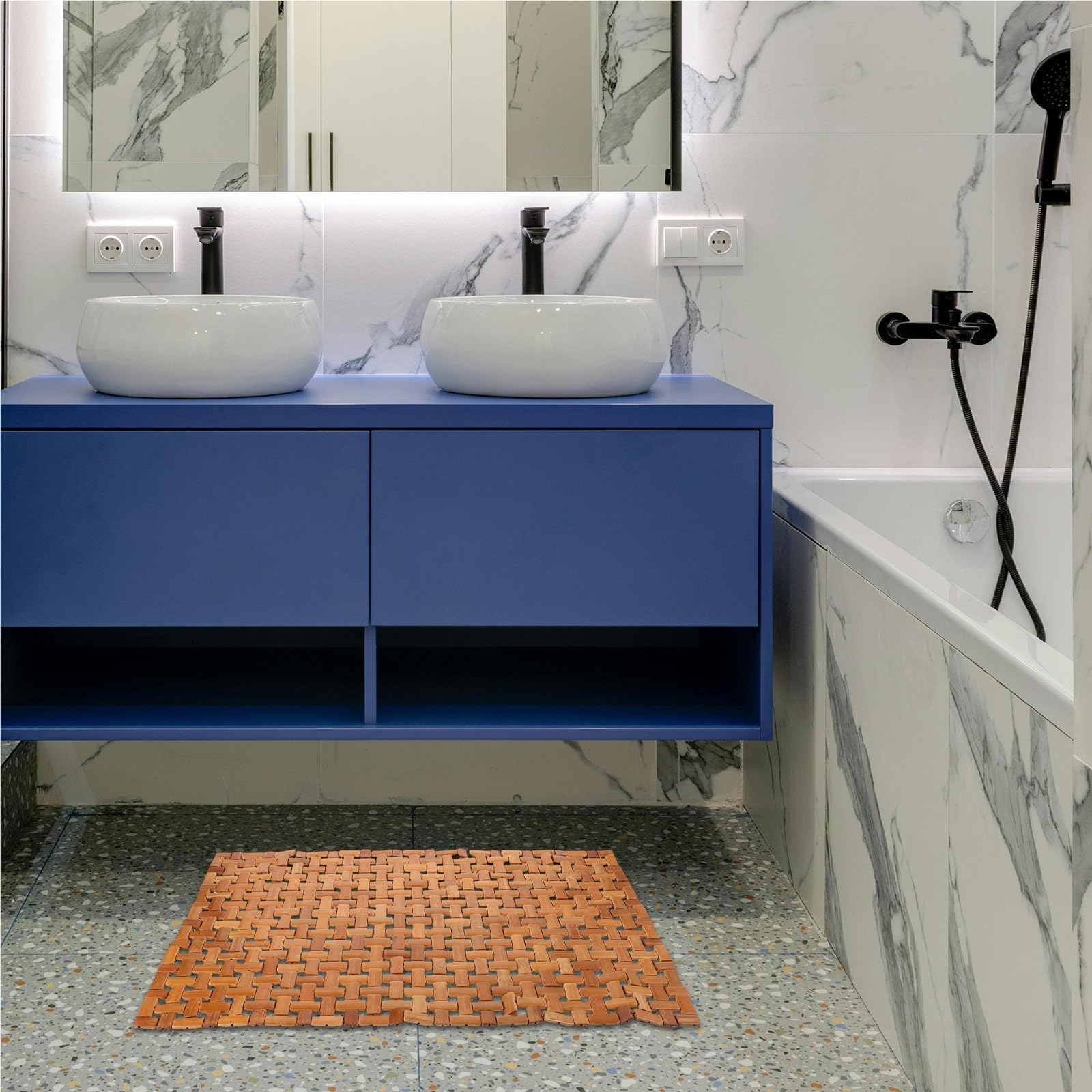Tappetino da bagno in legno pieghevole portatile pavimento in legno doccia WC sauna spa uso tappetini da bagno