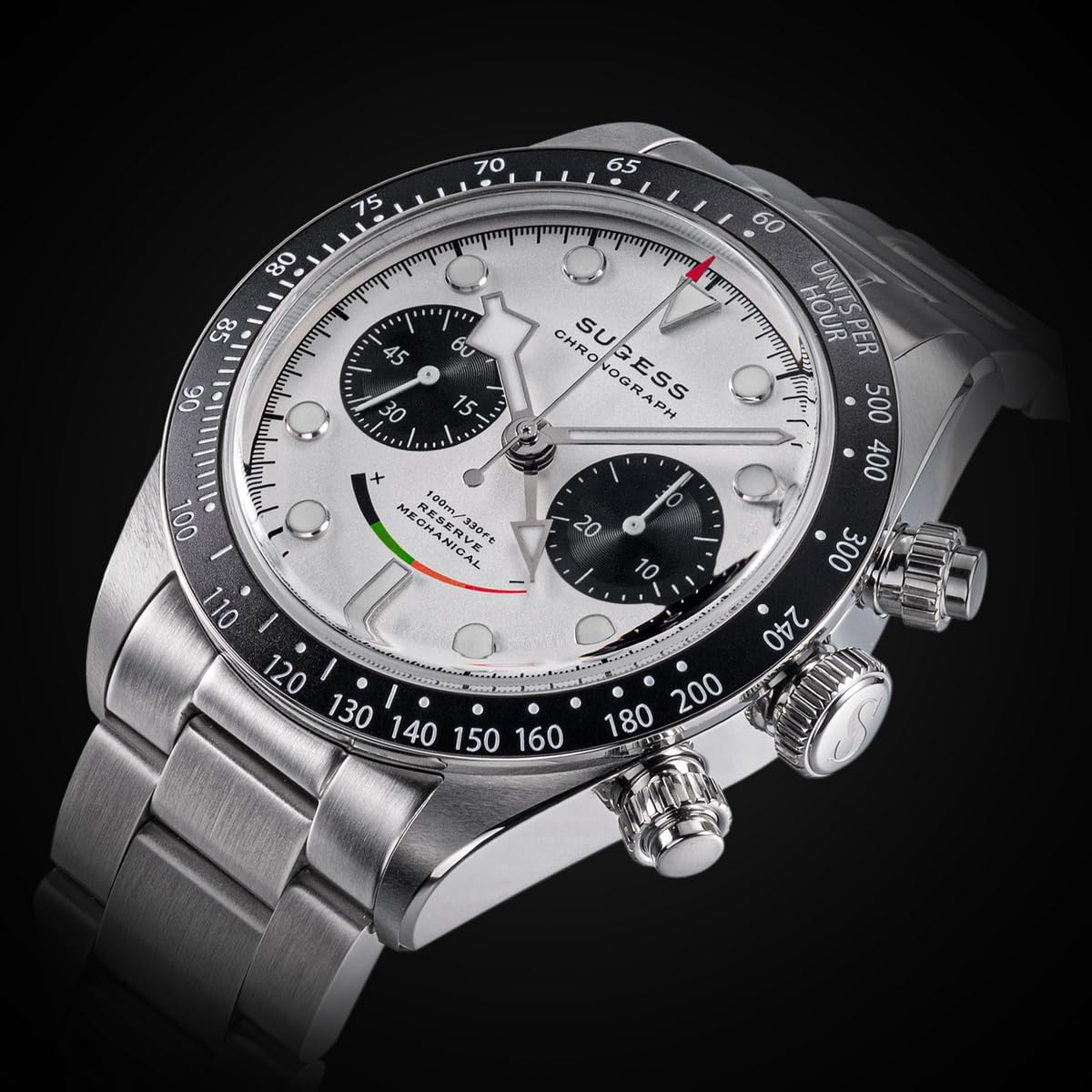Sugess Seagull ST1905 Smiley Panda Weiß Betriebsanzeige Chronograph 1963 BNIB