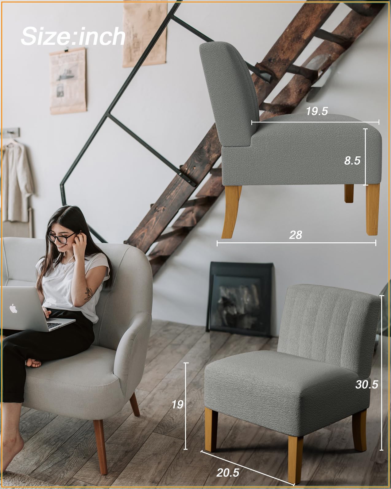 Amazon.com: VIRRMO Armless Accent Chair for Living Room, Modern