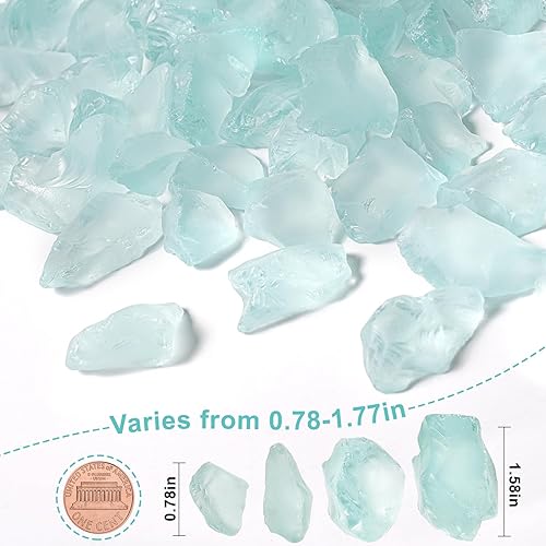 Miniatura 4 de Versátil bloque de vidrio marino esmerilado, relleno de jarrón turquesa de 1 libra, gravas de acuario, decoración de cristal de mar, ideal para