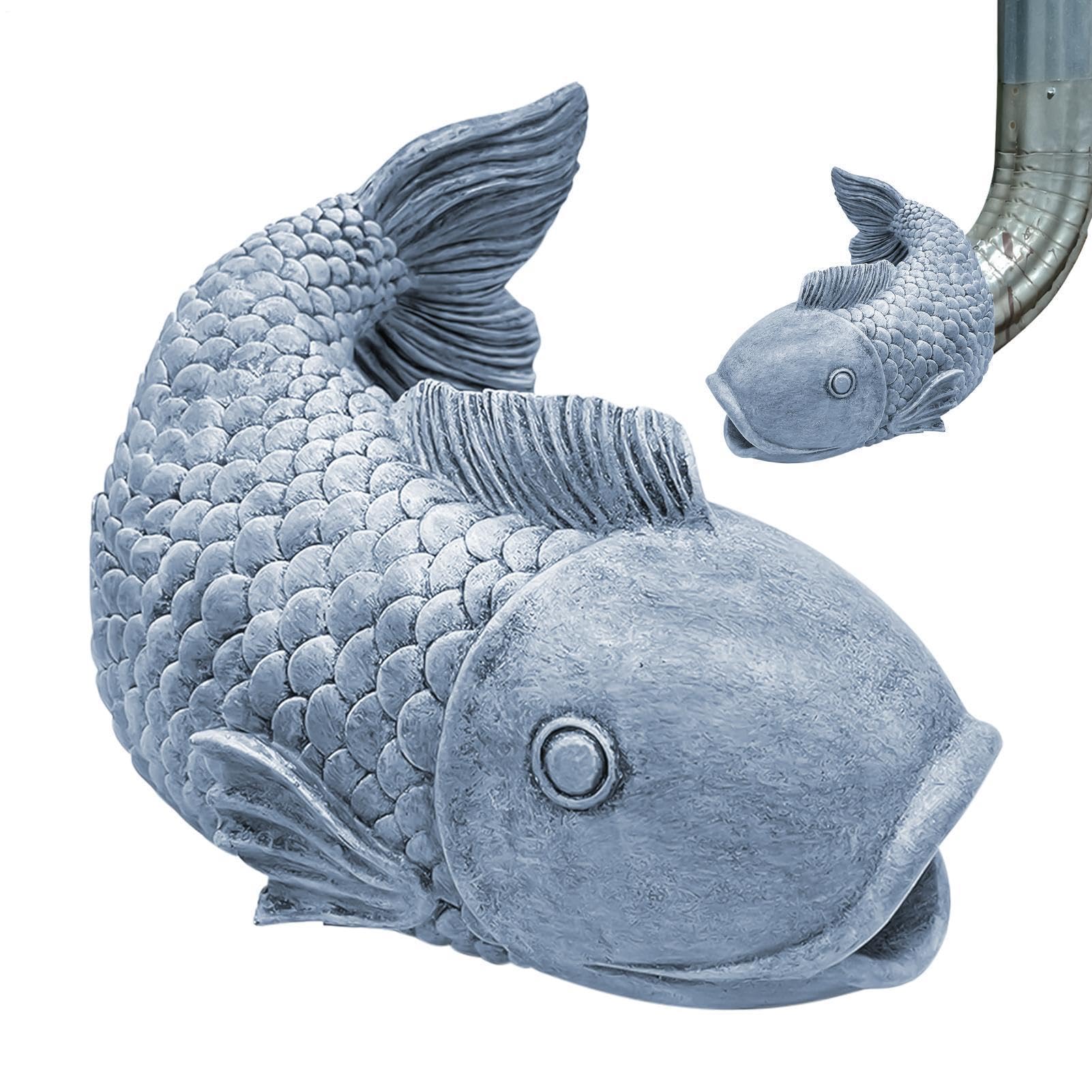 Générique Wasserspeier für Regenrinne, Fisch – Harz 21 x 14 cm | Erweiterung | Dekorative Gartenskulptur Wasserabweiser für Rasen Hof Terrasse Bewässerung Außen Haus Pro