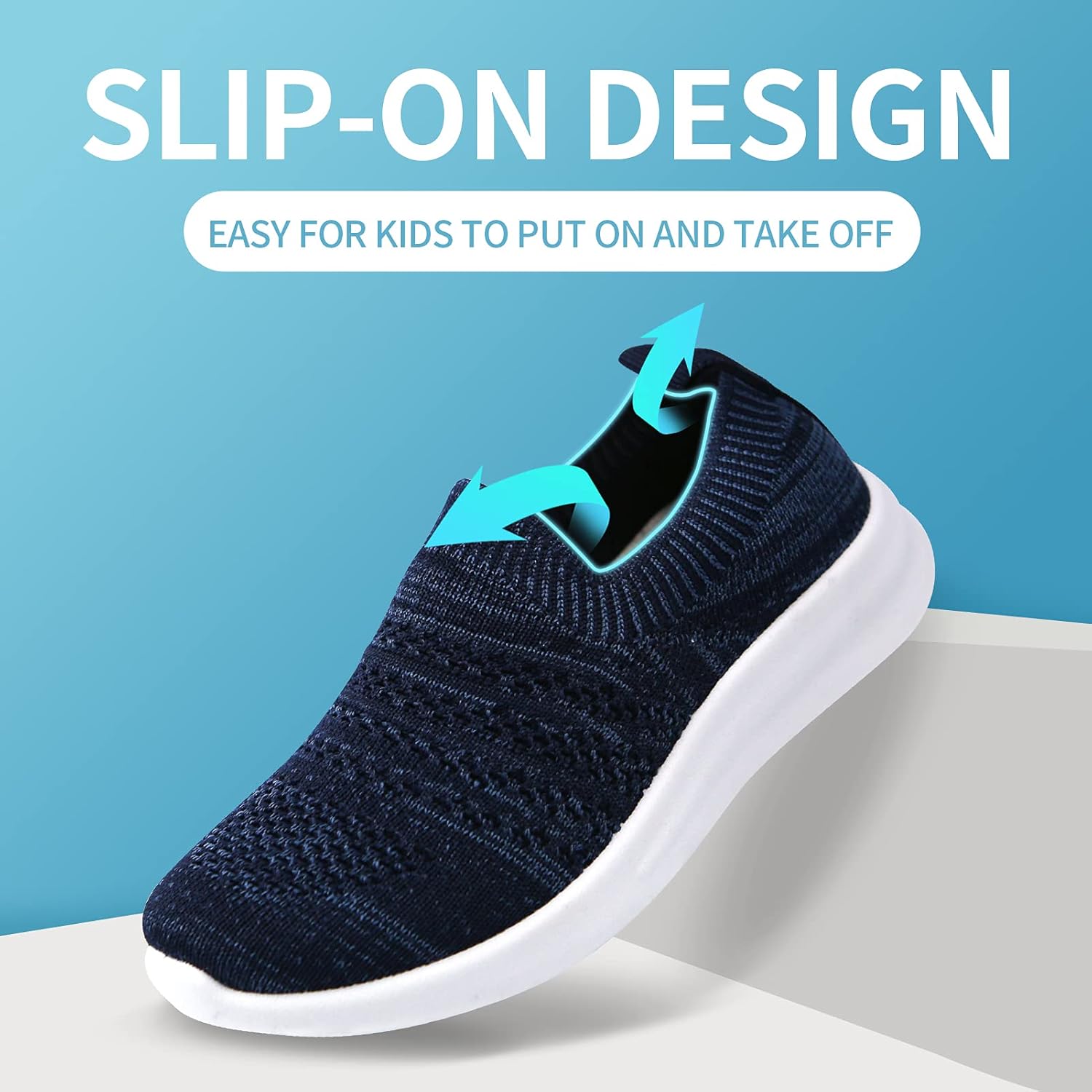 Apawwa Kids Lightweight Slip On Running Shoes - Pink/Blue/Navy/Black Walking Shoes for Toddler/Little Kids/Big Kids - Image 4