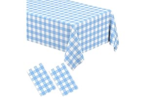 Light Blue Gingham Tablecloth for Rectangle Table