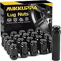MIKKUPPA M12x1.25 Black Closed End Lug Nuts for Nissan Altima, Maxima & Subaru Forester - 20pcs Aftermarket Wheels, Conical Seat