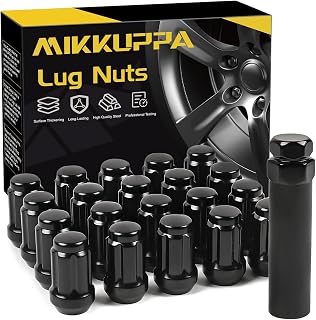 MIKKUPPA M12x1.25 Black Closed End Lug Nuts for Nissan Altima, Maxima & Subaru Forester - 20pcs Aftermarket Wheels, Conical Seat
