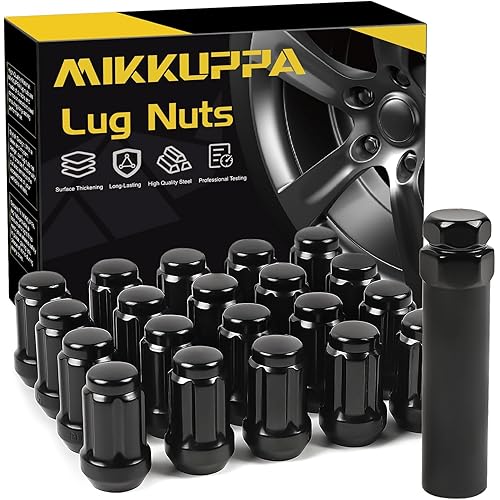 MIKKUPPA M12x1.25 Lug Nuts - Replacement for 1993-2022 Nissan Altima, 1988-2022 Nissan Maxima, 1997-2023 Subaru Forester Aftermarket Wheel 20pcs Black Closed End Lug Nuts