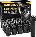 MIKKUPPA M12x1.5 Spline Lug Nuts - Replacement for 2006-2024 Honda Civic, 2003-2024 Accord, 1997-2024 CRV, 1983-2023 Toyota Camry, 1996-2023 RAV4 Aftermarket Wheel - Black 20pcs Closed End Lug Nuts