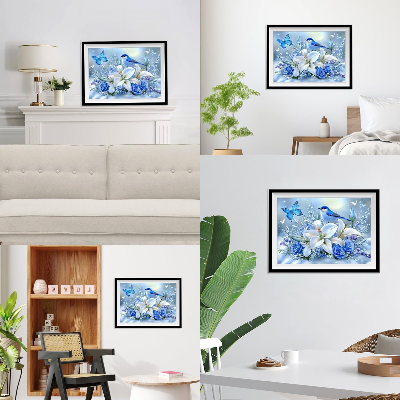NEWENMO 5D Bird Diamond Painting Kits for Adults,Lily and Rose Diamond Art Kits,DIY Flowers Full Drill Gem Art Kits for Adults Beginners,for Living Room Decoration-30x40cm - Image 3