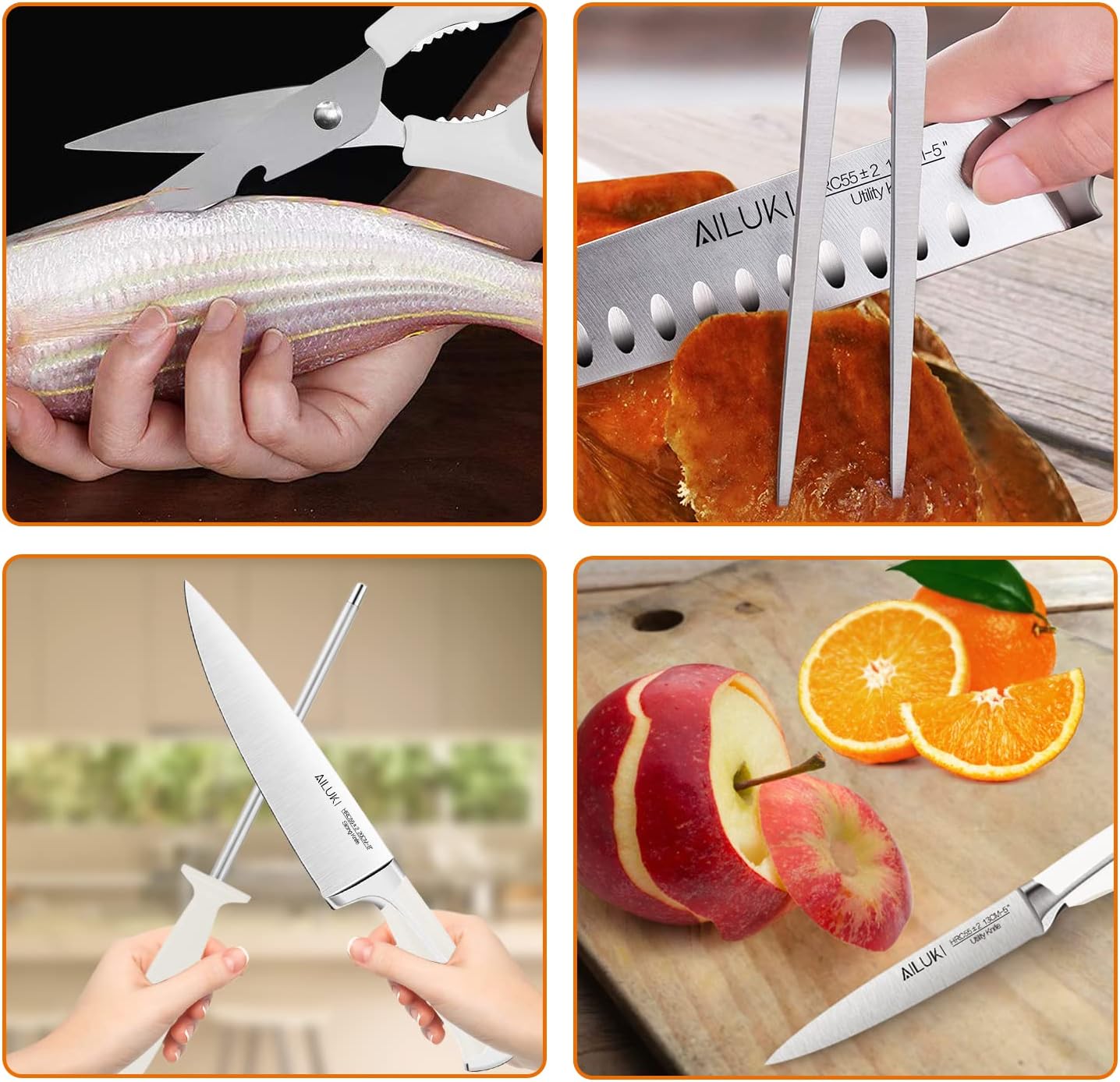 Crаzу Clеаrаnсе Knife Set,18 Piece Kitchen Knife Set with Block Wooden and Sharpener, Professional High Carbon German Stainless Steel Chef Knife Set, Ultra Sharp Full Tang Forged White Knives Set