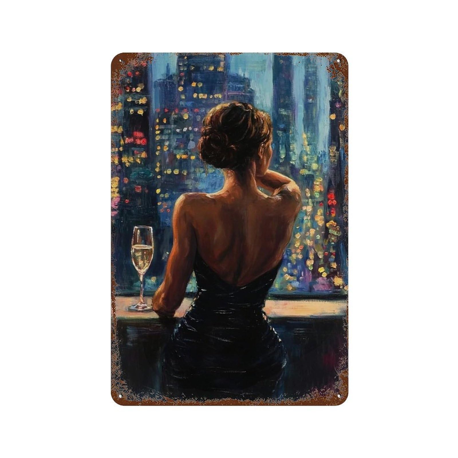 YHGERTKU Charming Night Beauty 04 Wall Art Retro Iron Vintage Metal Tin Sign Poster Modern Decor for Living Rooms Gift 30x20cm