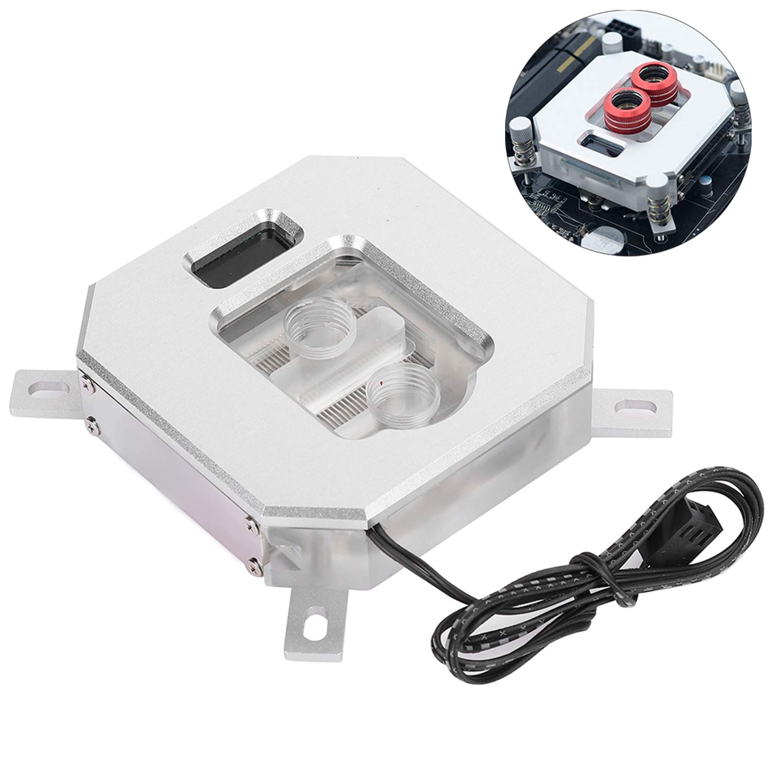 Bloque Enfriador de Agua Accesorio Eficiente para PC con Refrigeración de CPU para, Pantalla LCD RGB para 1150/1151/1155/1156, 1 Bloque Enfriador de Agua 1 Plano Posterior para Jugadores