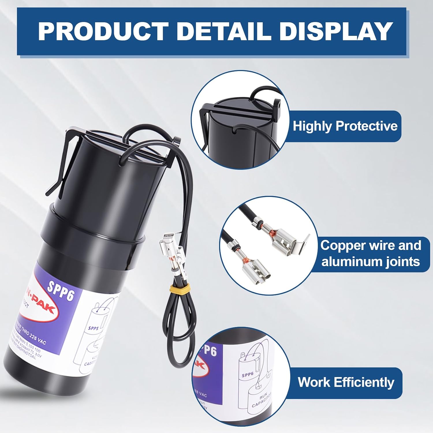 SPP6 Hard Start Kit,115-288 Volt Hard Start Capacitor for Air Conditioner, Compatible with 4,000 BTU Window Units to 120,000 BTU Commercial Units,Increases Compressor Torque 500%