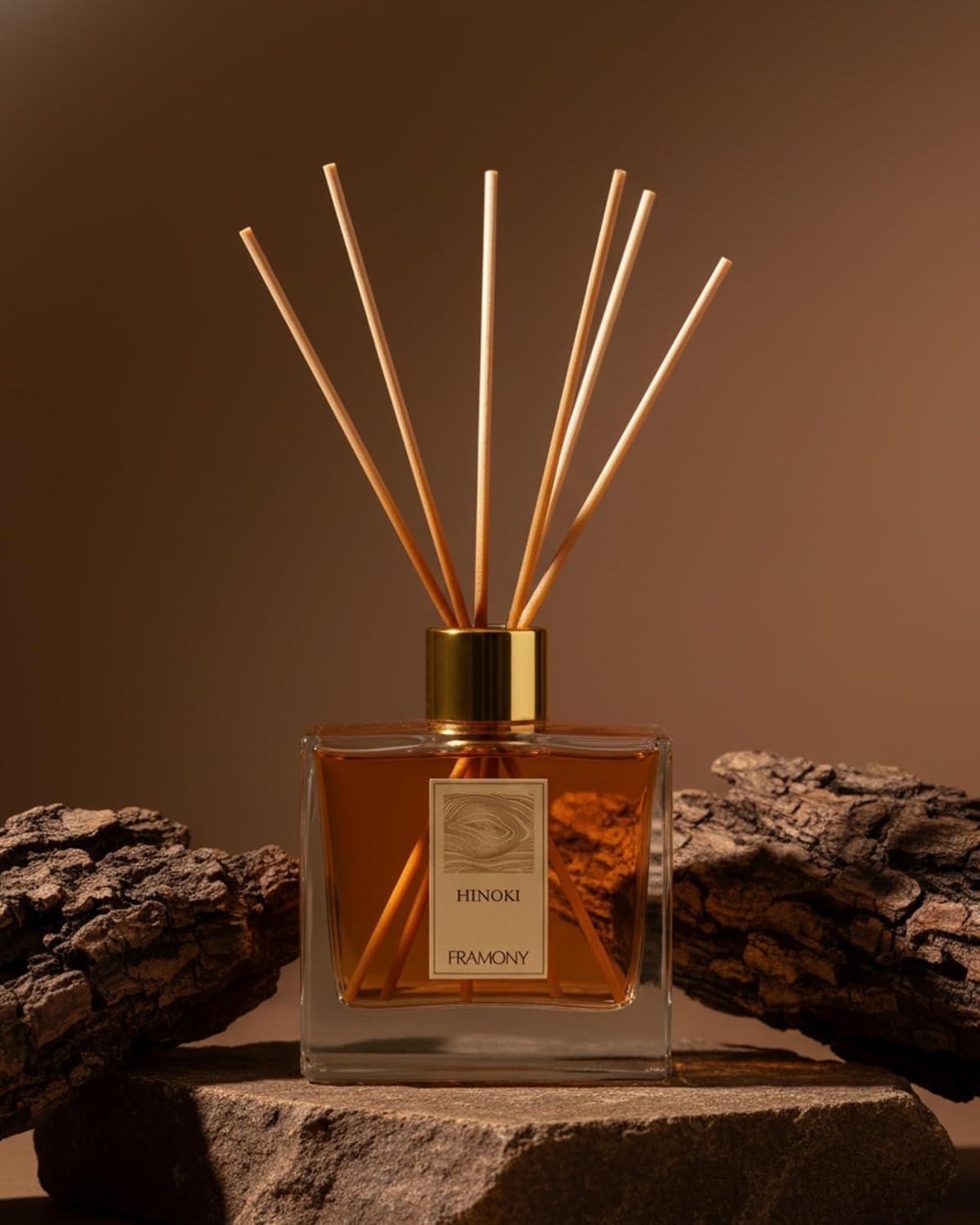 Hinoki Reed Diffuser - Luxury Japanese Ryokan Hotel Scent, Zen Forest Cypress & Cedarwood Fragrance, Home Spa Aromatherapy Gift Set, 6.4 fl oz (Hinoki Wood)
