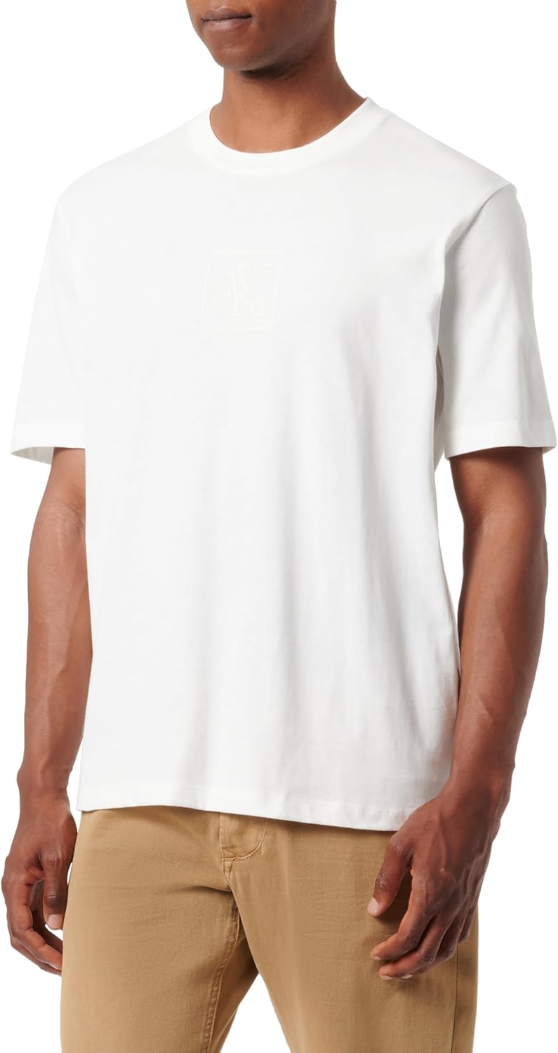 Armani Exchange Mens Ax Logo with Square Outline Regular Fit Tee