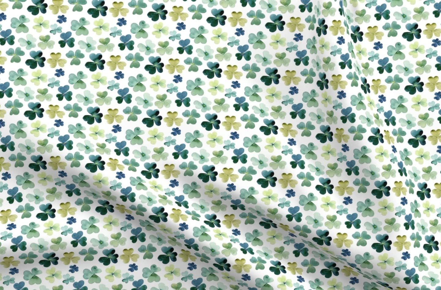 Spoonflower Fabric - Shamrock Watercolor Garden Micro Clover Shamrocks Green Irish Patrick Printed on Petal Signature Cotton Fabric by The Yard - Sewing Quilting Apparel Crafts Decor