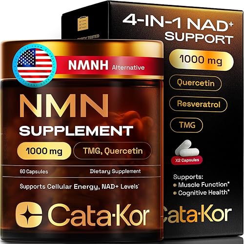 Complejo de suplementos NAD+ - Suplemento NMN  Quercetina  TMG  Resveratrol - Apoya la energía celular y los niveles de NAD+ - 60 cápsulas - Probado