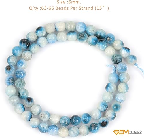 Miniatura 623 de GEM-Inside - Cuentas sueltas de piedra de lava negra natural de 0.315 in para hacer joyas, 15 pulgadas Cordierita de grado A