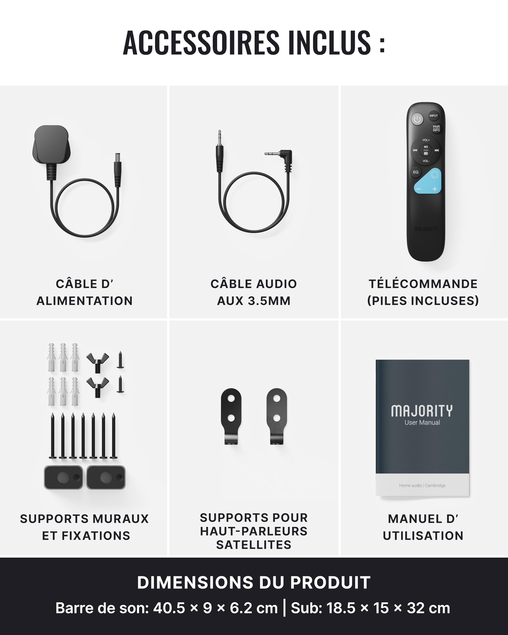 Majority Bowfell Halo Barre de Son TV | 230W Dolby Audio Home Cinema Enceinte TV | 5.1 Enceintes pour Téléviseur avec HDMI eARC | Soundbar Caisson de Basse Filaire | Mini Barre de Son PC Bluetooth