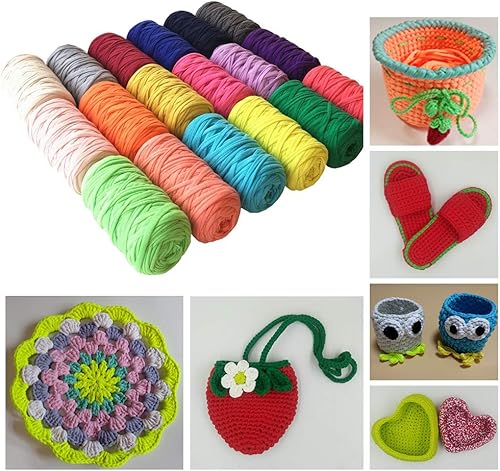 Miniatura 2 de 1 Uds. 8.82 oz 8.1 oz Soild Color Fancy Hilos DIY Bolsa Bolso Alfombra Cojín Algodón Tela Camiseta Hilo Tejer Hilo de Crochet Cesta de Cueva de