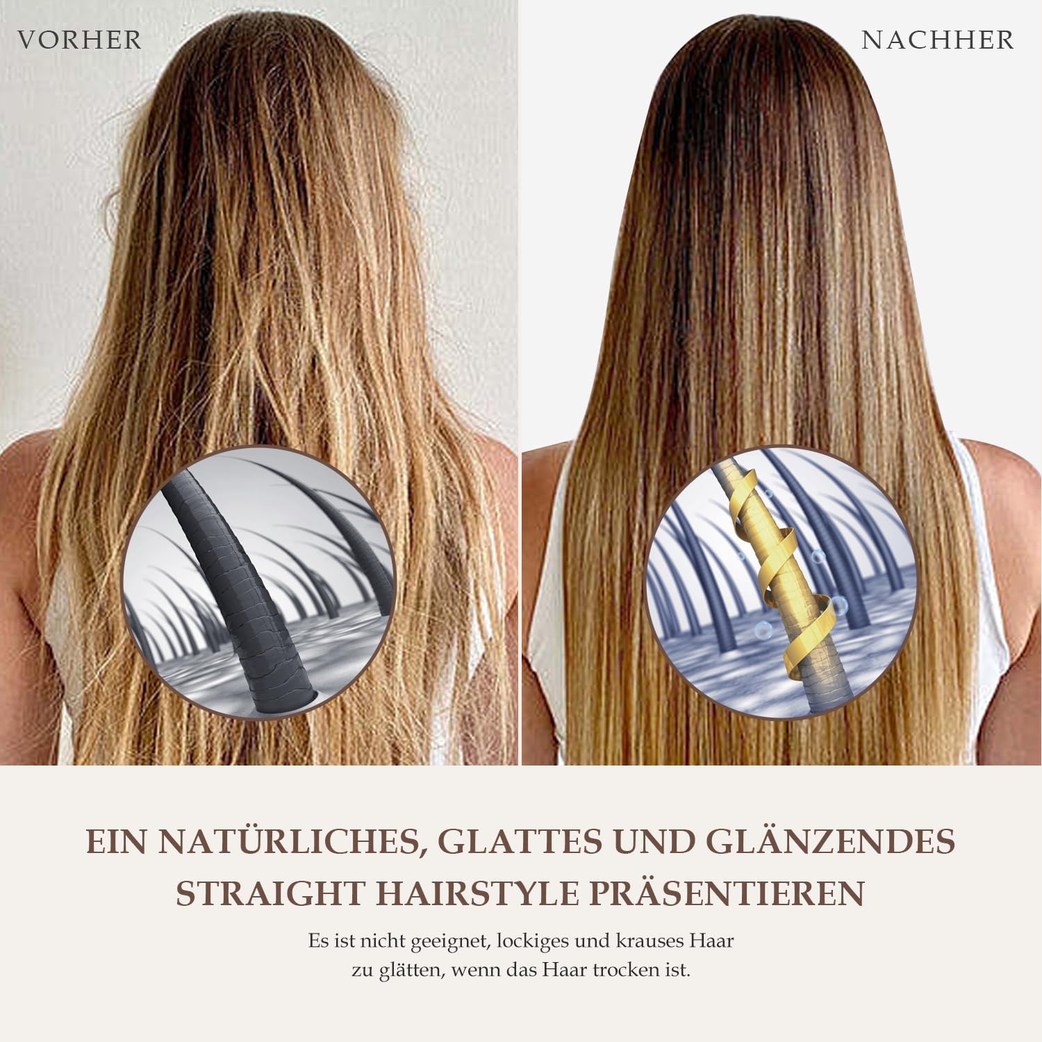 Haarglätter Aufsatz für Dyson Airwrap, Kompatibel mit HS01/HS05/HS08, Airflow Technologie ohne Heizplatten, Gleichzeitiges Trocknen und Glätten mit Luftstrom, Reduziert Hitzeschäden, Kupfer