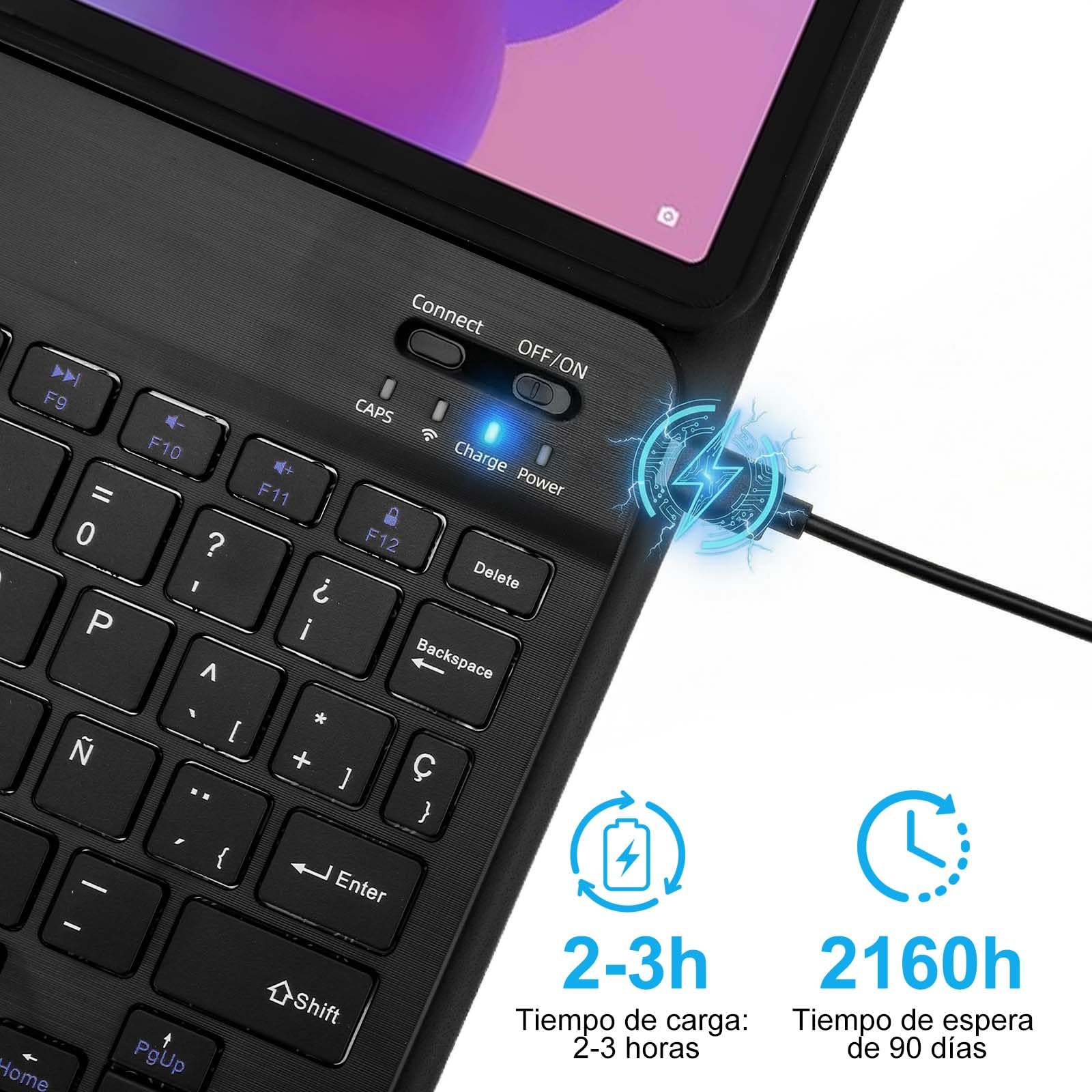 Funda Teclado para Lenovo Idea Tab 11 11 Pulgadas 2025, Español Ñ | Teclado Lenovo Idea Tab 11 (TB336FU/TB336ZU), Magnético Funda Tablet Lenovo Idea Tab 11 con Soporte para Lápiz, Negro