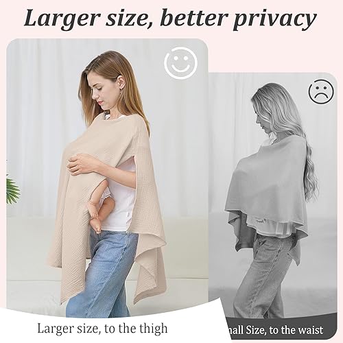 Miniatura 2 de Cubierta de muselina para lactancia materna, suave y transpirable, de algodón, para mujeres, cubierta de lactancia materna de privacidad completa