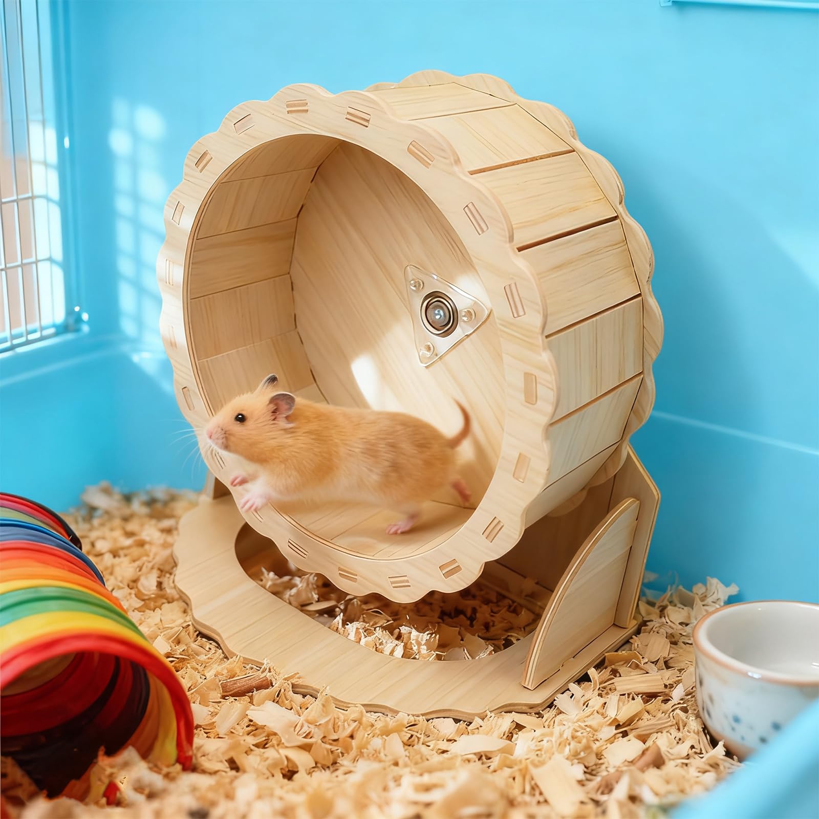 15cm Leise Laufrad Hamster,Laufrad aus Holz, Holz Hamster Leise Rennmäuse Kleintier Haustier,Geeignet für Zwerghamster und Rennmäuse