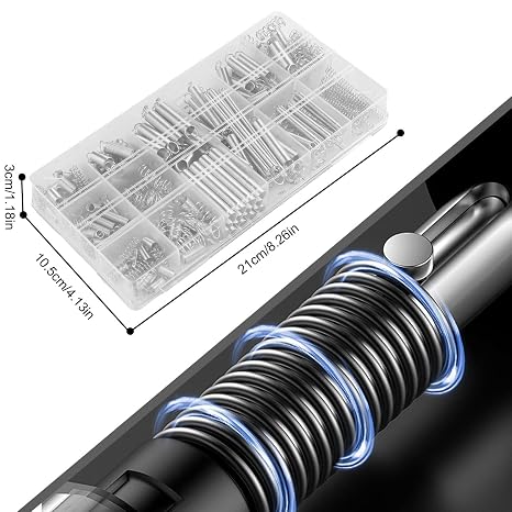 200PCS Springs Kit,Stainless Steel Small Springs, Compression Springs, Stainless Steel Professional Compression, Tension Springs, Steel Metal Small Spring, Assorted with Storage Box for Mechanical