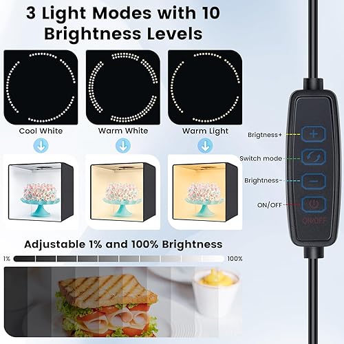 Miniatura 2 de Caja de luz portátil y caja suave, tienda de campaña profesional de 16 x 16 pulgadas con 120 luces LED para estudio fotográfico, caja de luz para