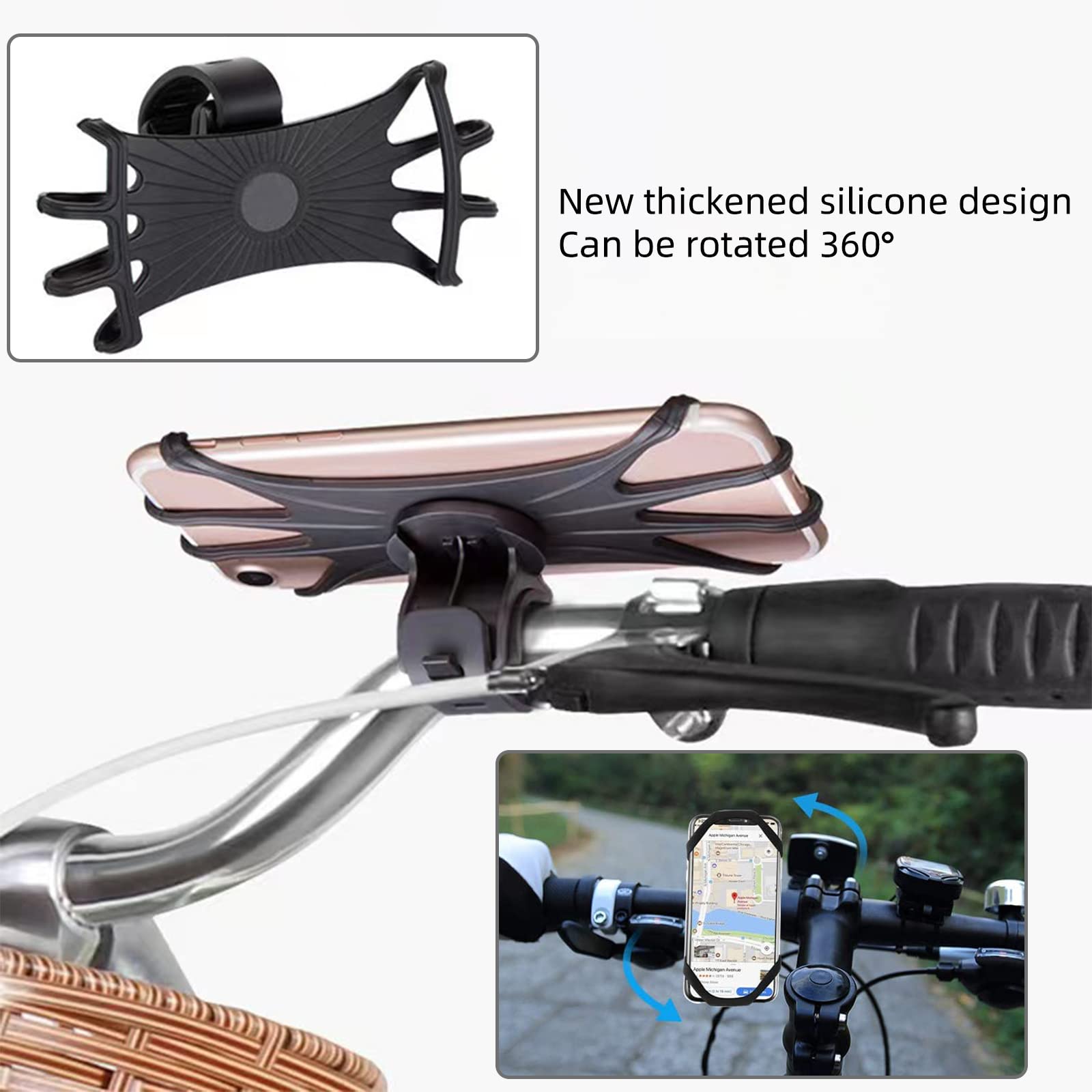 2 Pezzi Porta Cellulare Bici, Supporto Telefono per MTB, Staccabile & Universale ruotabile a 360 °, per 4.0" a 6.7" Smartphone