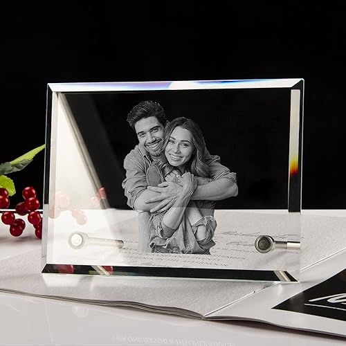 Miniatura 3 de Marco de fotos de cristal personalizado, marco de fotos de cristal grabado personalizado, regalo de fotos de recuerdo personalizado para el día de