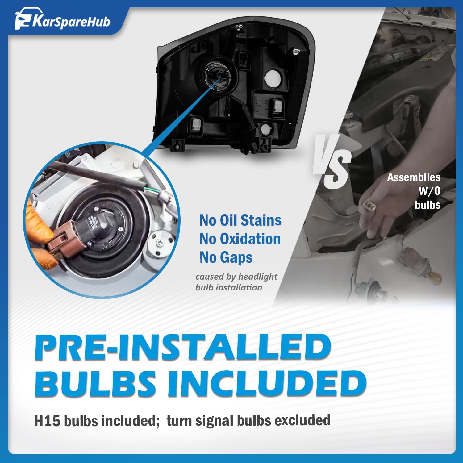 Headlights Compatible with 2004-2005 Dodge Durango Chrome housing and Amber Reflector Driver & Passenger Side