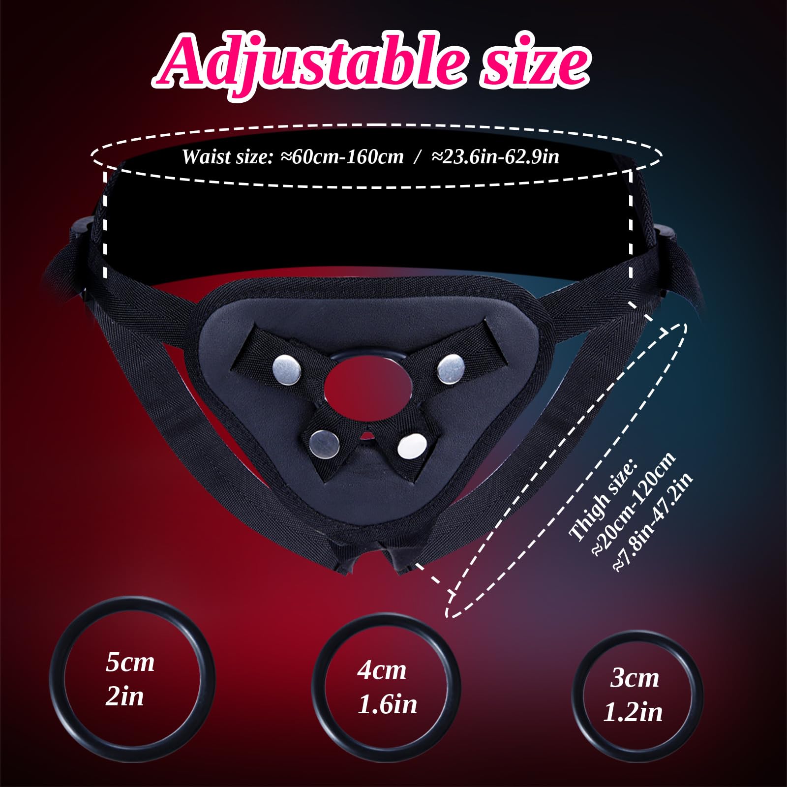 Strap-on Dildo Fantasia in Silicone, Ideale per Principianti, Cintura Regolabile con Dildo Doppi Reali da 18 cm * 2,Cintura Strap-on per Piacere Vaginale e Anale,Giocattolo Sessuale per Donne Lesbiche