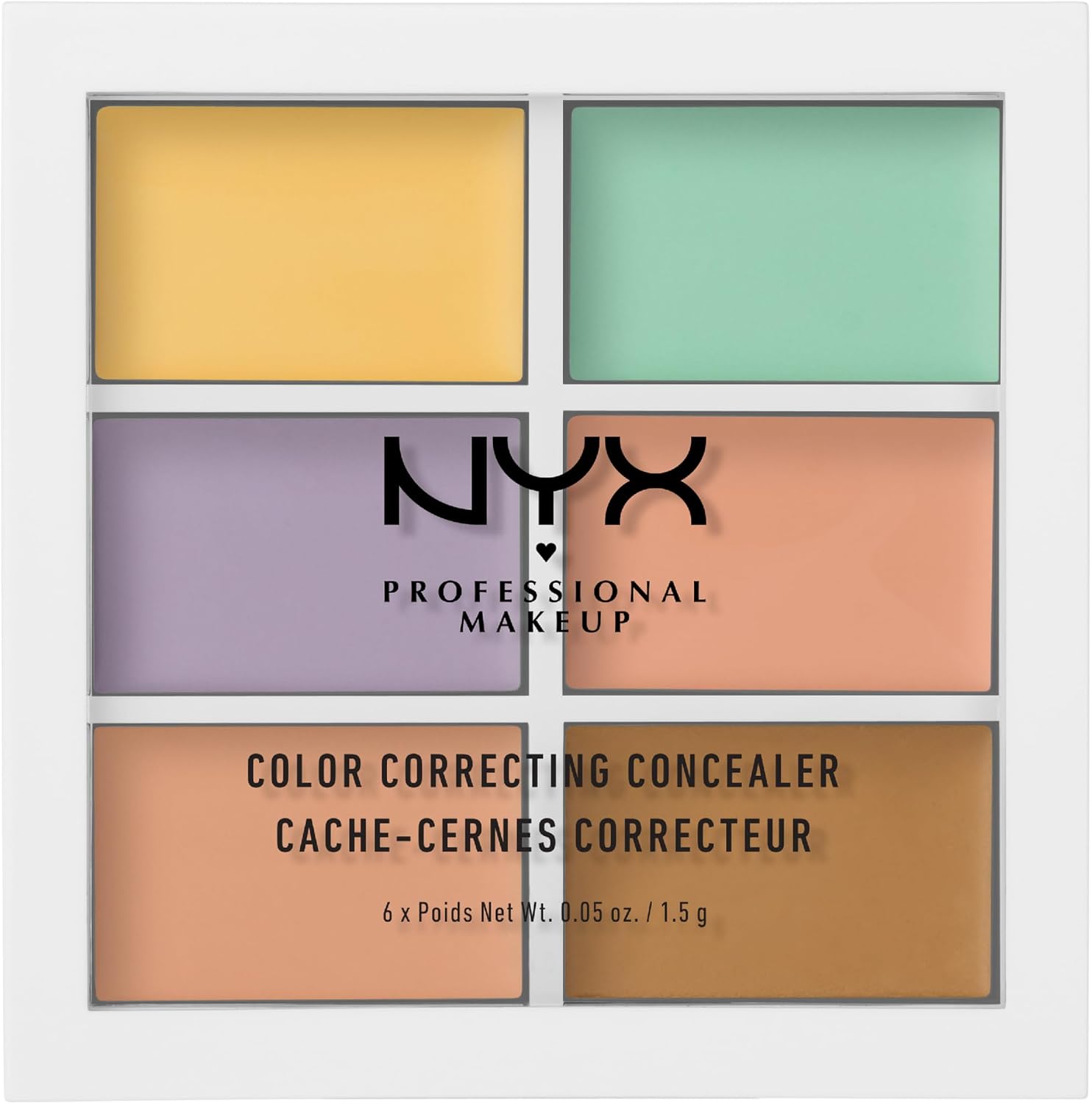 NYX Professional Makeup, Concealer Colour Corrector Palette, Makeup Palette, Lightweight formula, 6 Colour Correcting Concealers, Conceal And Correct Trouble Spots And Discolourations, 9 g