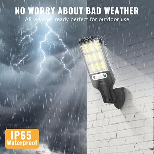 Miniatura 4 de Flumy Luces de calle para exteriores alimentadas por energía solar, 108 luces solares de movimiento al aire libre del atardecer al amanecer, control