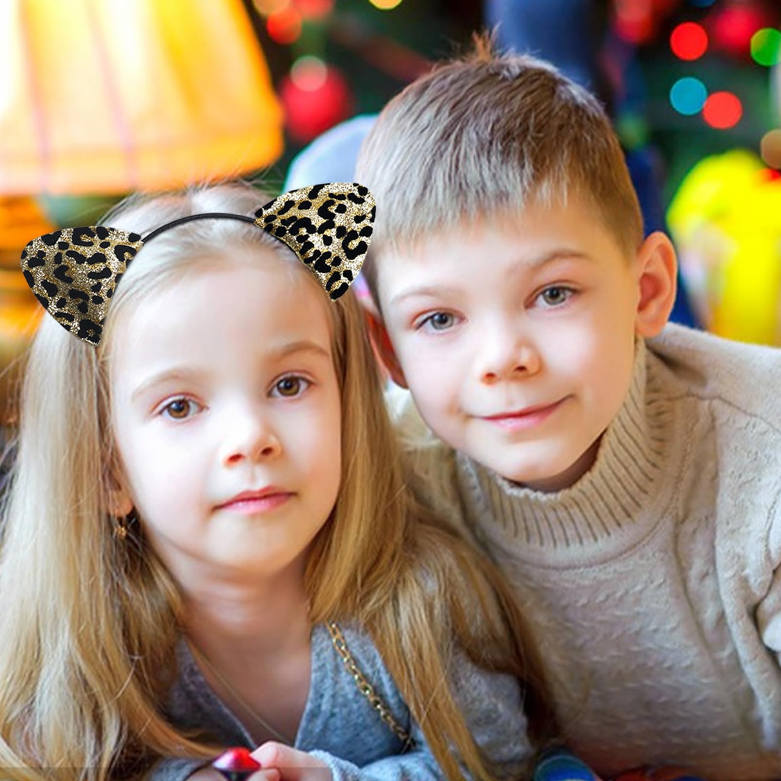 Leopard print headband with gold Leopard Print Sequin Ears Headband for Kids | Mercari main image 2