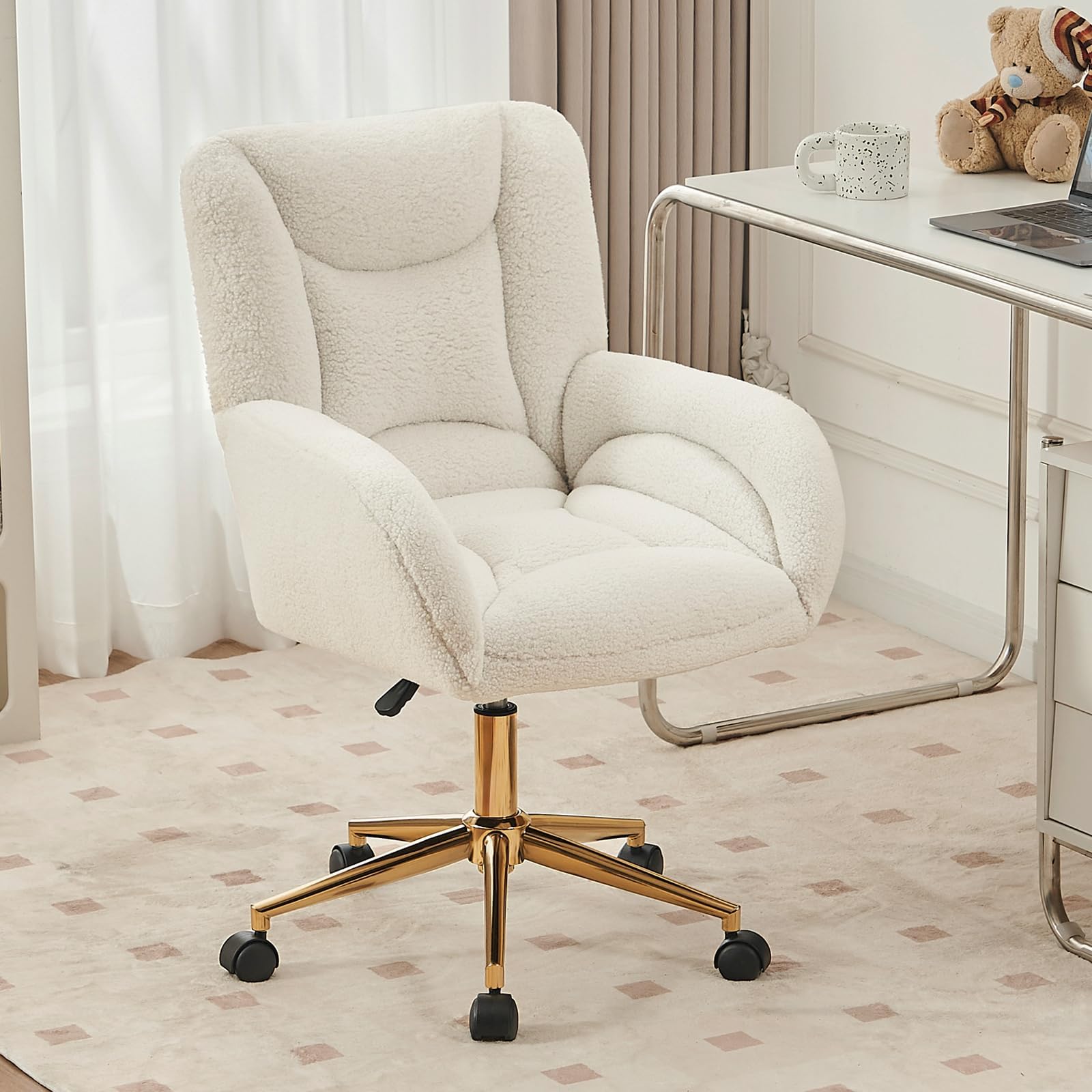 Amazon.com: FOXHUNTER Vanity Chair with Wheels 360°Swivel Office