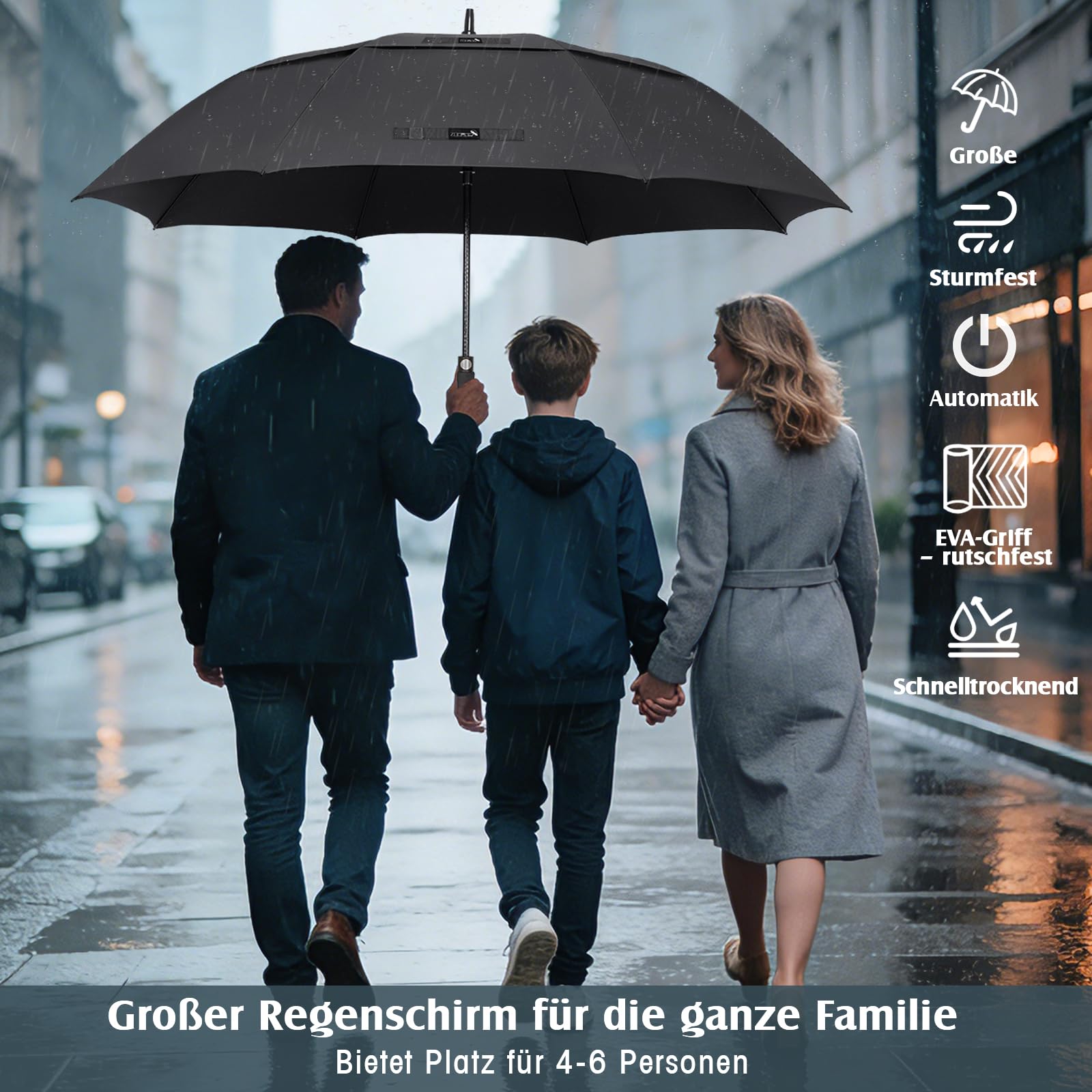 ZOMAKE Regenschirm Groß Sturmfest XL/XXL - Großer Golf-Regenschirm, Windsicher & Stabil, Automatik Großer Schirm, Herren & Damen, 2 Personen, Outdoor & Reise