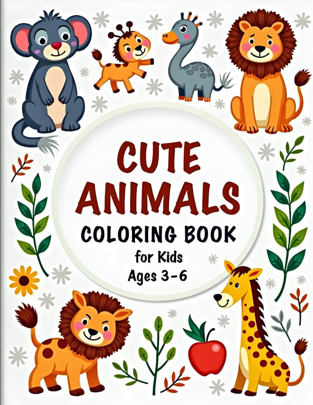 Cute Animals Coloring Book: for Kids Ages 3–6