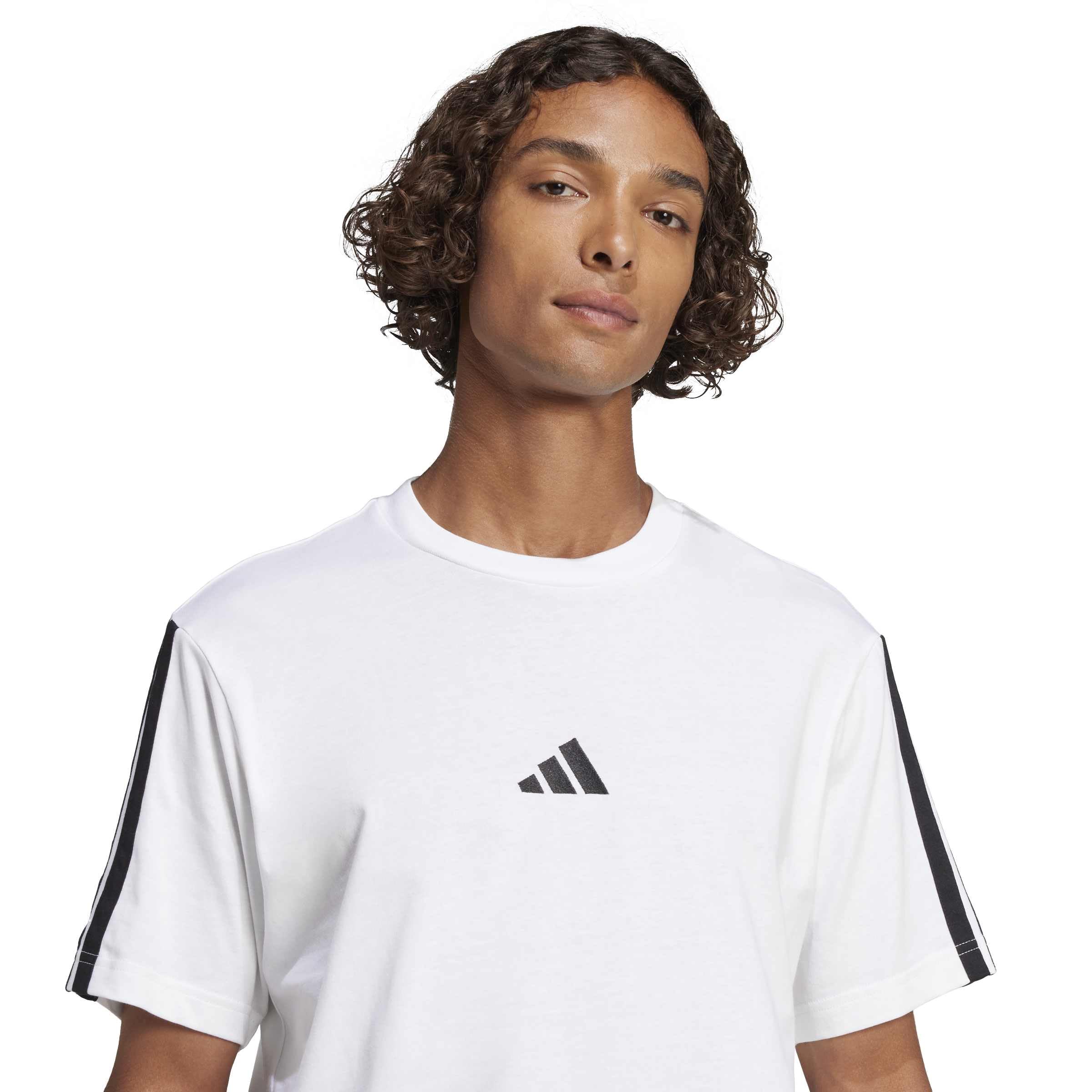 adidas Men's Essentials Three Stripes Single Jersey Tee, White/Black, XL Ansicht 5