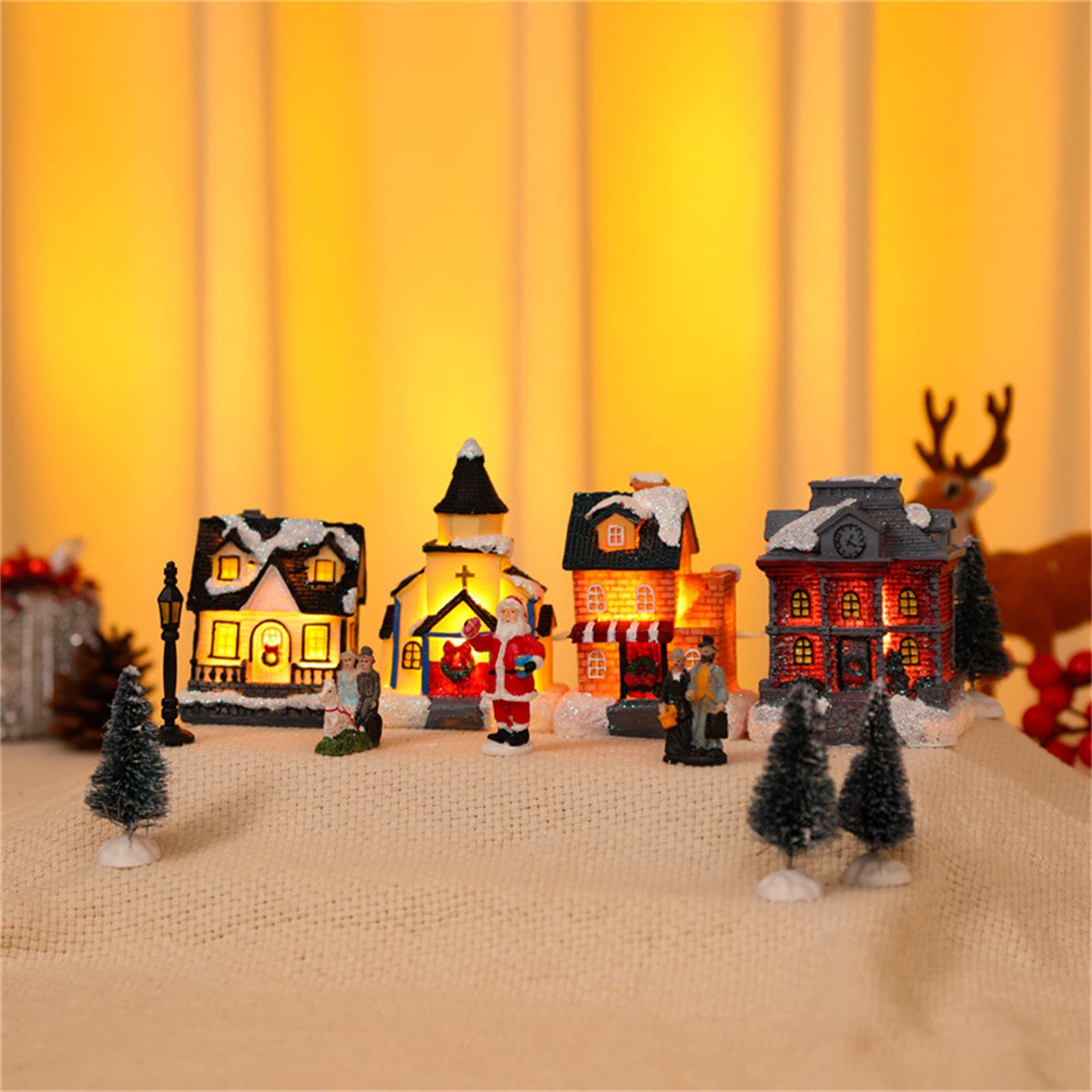 Casa illuminata a Batteria Natale Cabina Luminosa Decorazioni Natale per la casa Ornamenti da Tavolo Fai-da-Te Regali Capodanno per Bambini Decorazione della Finestra della casa Luminosa
