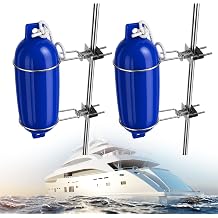 2 Pack Boat Fender Holders, Stainless Steel Boat Fender Hangers Rack with UV-Resistant Clamps Fit for 9 Inches Diameter Fenders, Adjustable Folding Bumper Holder for Boats Ships Kayaks