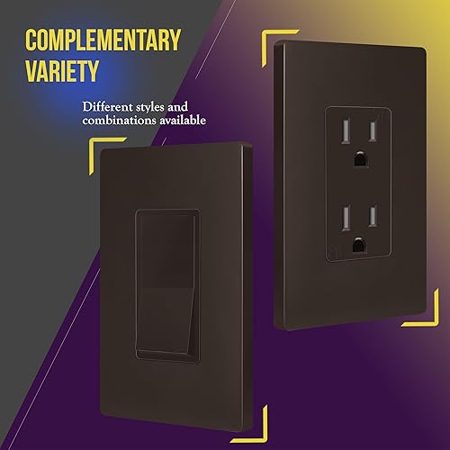 Miniatura 251 de ENERLITES SI8834-BK - Placa de pared decorativa sin tornillos, cubierta de enchufe segura, 4 entradas, 4.68 x 8.30 pulgadas (alto x largo), Negro