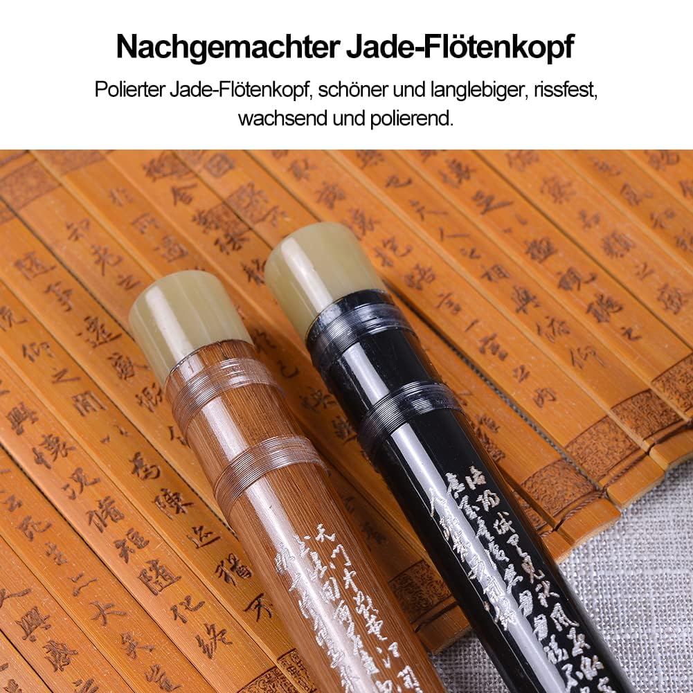 Flûte Traversière Chinoise Dizi En Bambou Naturel Avec Membrane – Clé De Fa, Son Clair Et Mélodieux, Idéal Débutants Et Pros (Noir)