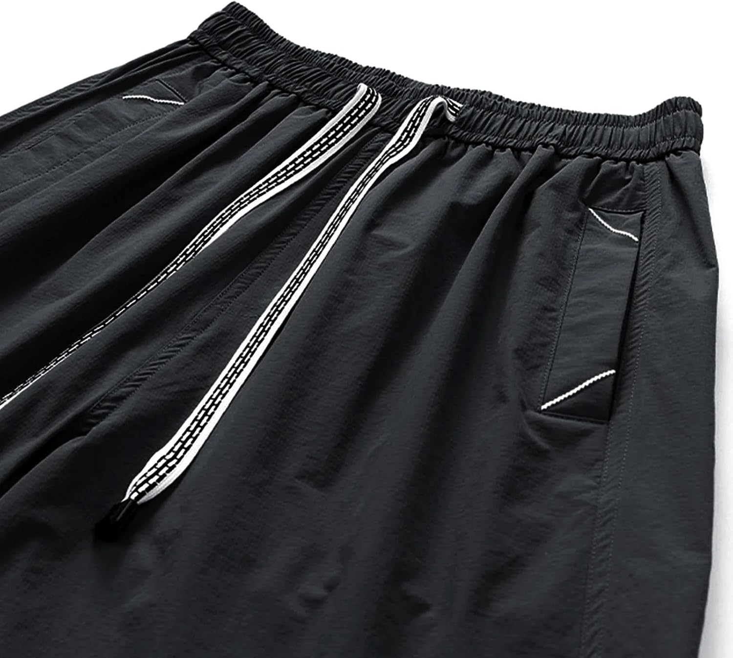 Men Summer Camping Solid Color Casual Cargo Shorts Loose Drawstring Hip Hop Korean Shorts