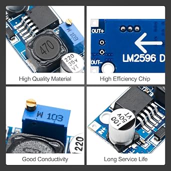 2Pack LM2596S Step Down Adjustable Module LM2596 DC-DC Buck Converter | 3A Voltage Regulator 3.2-40V to 1.25-35V