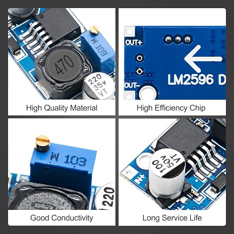 2Pack LM2596S Step Down Adjustable Module LM2596 DC-DC Buck Converter | 3A Voltage Regulator 3.2-40V to 1.25-35V