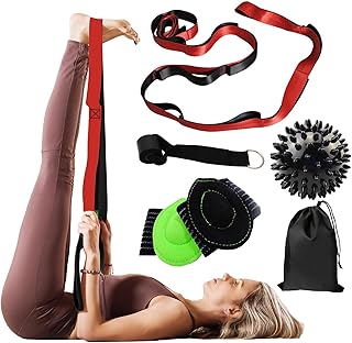 Calf Stretcher Multi Loop Stretch Strap - Physical Therapy Strap for Stretching, Calf Stretch Yoga Belt with Loops, Hamstring Stretcher, Leg Stretch Band, Fascia Stretcher & Arch Support Bands for Feet