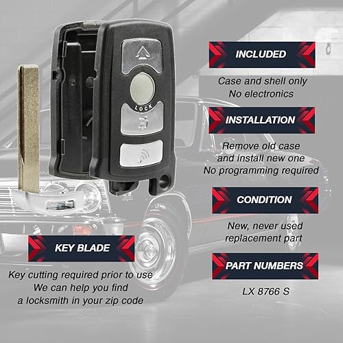 Miniatura 4 de Compatible con llavero remoto de repuesto para BMW serie 7 745i 745Li 750i 750Li 760i 760Li (LX 8766 S)